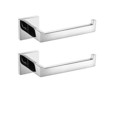 Imagem de Suporte de toalha polido cromado para banheiro de aço inoxidável, suporte de papel higiênico, gancho de barra de toalha, acessórios de banheiro, 2 suportes de papel