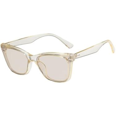 Imagem de Óculos de Sol Femininos e Masculinos Jelly Color Rice Nail Cat Eye com Proteção UV400 para Esportes ao Ar Livre, Corrida e Ciclismo, Cor Chá Transparente