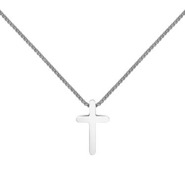 Imagem de OOTDAY Colar de cruz para mulheres, colar gargantilha de cruz banhado a prata 14K para mulheres, pingente de fé delicado pequeno, moderno, simples, gargantilha, joias cruzadas, presentes para mulheres