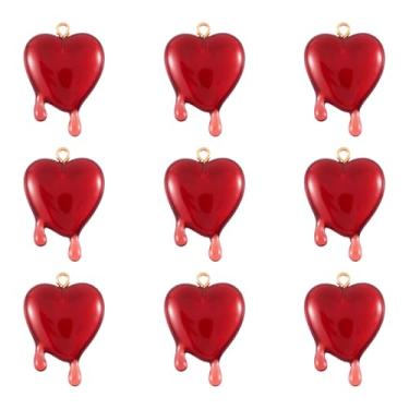 Imagem de Craftora 10 berloques de coração vermelho de resina com desenho animado 3D com pingente punk gótico em gota para pulseira faça você mesmo, colar, brinco, joias, artesanato, 10 peças
