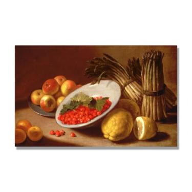 Imagem de Arte em tela vintage de frutas mortas, pintura clássica de cozinha country, decoração de parede de casa de fazenda quente para sala de jantar e cozinha. C45. 40x64cm-15,8x25,1 pol. Somente tela