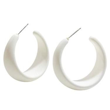 Imagem de RofYof Brincos de argola redondos pequenos de acrílico para mulheres, argolas abertas, leves, cor doce, brincos de argola grossa, joias para presente, Small, Acrílico, Sem pedra preciosa