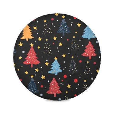 Imagem de STAYTOP Jogo americano redondo de árvore de Natal, 6 peças, tapetes de mesa antiderrapantes fáceis de limpar para decoração de mesa de festa de churrasco em casa