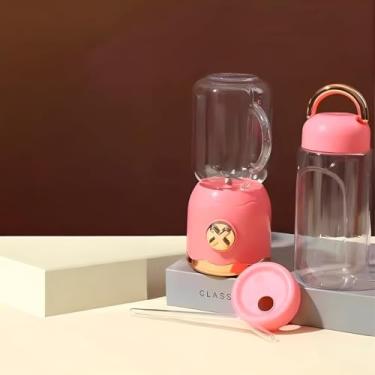 Imagem de Mini Liquidificador Portátil USB 500ml com 6 Lâminas – Mixer Elétrico Recarregável para Sucos, Shakes, Vitaminas e Papinhas | Compacto, Potente e Ideal para Academia, Viagem e Escritório (Rosa)