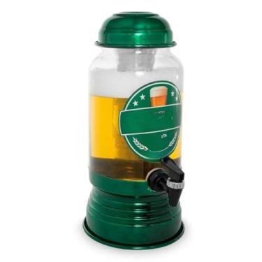 Imagem de Kit Chopeira de Vidro Com Dispenser e Suqueira Grande Com Torneira Tampa Jarra Bebidas Suco Torre Chopp Bar Beer Churras(1 Chopeira Verde)