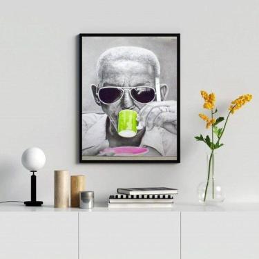 Imagem de Quadro Decorativo Cartola- Verde E Rosa 33X24Cm