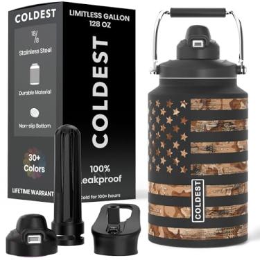 Imagem de Copo Coldest de 3,628 g com alça e canudo - Copo 100% à prova de derramamento com canudo (3 tampas) - Copos isolados de aço inoxidável à prova de vazamento para mulheres e homens - Adequado para