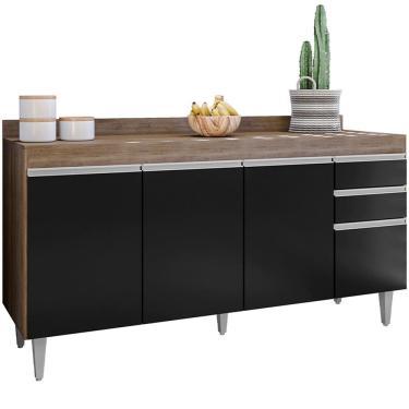 Imagem de Balcão para Cozinha 160 cm com Tampo 4 Portas Lena