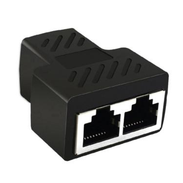 Imagem de 1 Para 2 maneiras RJ45 Ethernet lan de rede Splitter Adaptador Duplo Portas acoplador Conector Extender Plug Adapter Con