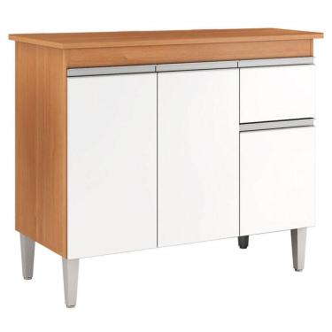 Imagem de Balcão De Cozinha Tatiane Com Tampo 100cm Amêndoa Branco - Ajl