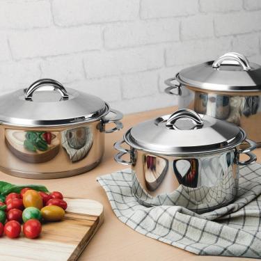 Imagem de Jogo De Panelas Solar Em Aço Inox Com Fundo Triplo Indução 3 Peças - Tramontina 65510740