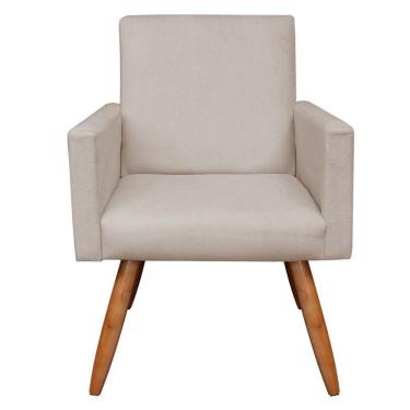 Imagem de Poltrona Larissa Suede Pés Palito De Madeira- Drossi -bege