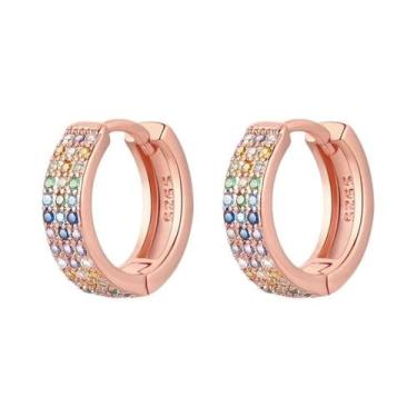 Imagem de Brincos De Argola Pendentes Em Prata Esterlina 925 Ouro Rosê Para Mulh