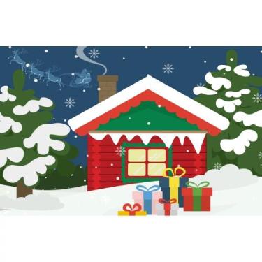 Imagem de Painel de Lona Casinha Natal Presentes - Fabrika de Festa, 200x150cm