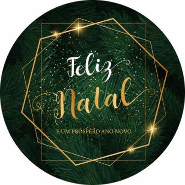 Imagem de Painel de Tecido Sublimado Redondo Feliz Natal Folhagens c/ Elástico -