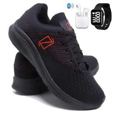 Imagem de Kit Tênis Para Corrida e Treino Masculino Academia Macio e Confortável com Fone e Relógio-Masculino