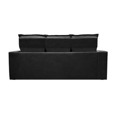 Imagem de Conjunto De Sofá 3 E 2 Lugares Retrátil E Reclinável Cama Inbox Slim 2,00x1,50m Velusoft Preto