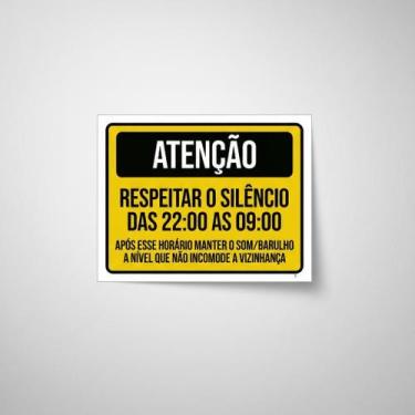 Imagem de Placa Acm Respeitar Silêncio Som Barulho Vizinho 18X23 - Sinalizo