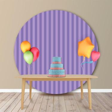 Imagem de Painel Redondo em Jacquard Lilás Listrado - Jacquard Tradicional, 2,00