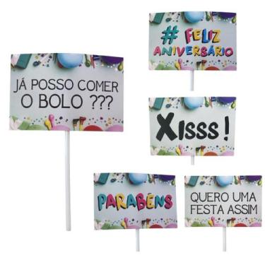 Imagem de Kit 10 Plaquinhas Divertidas Aniversário Decoração Frases - Extra Fest