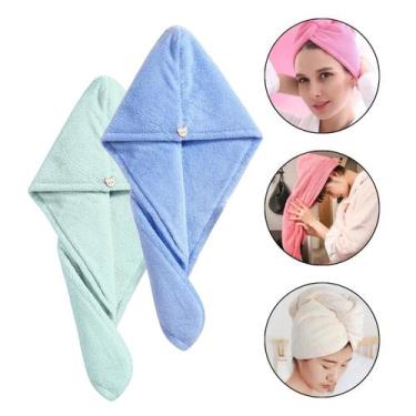 Imagem de Kit 2 Toalha Mágica Turbante Microfibra Seca Cabelo Botão - Arte Seduc