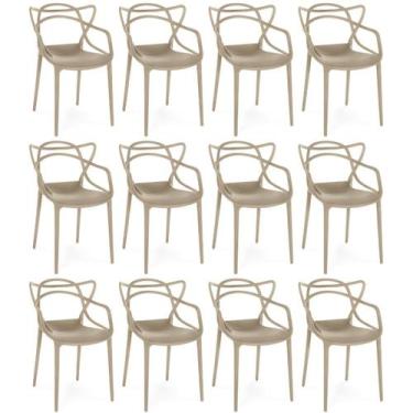 Imagem de Kit 12 Cadeiras de Jantar Allegra Prática Empilhável - Nude - Magazine