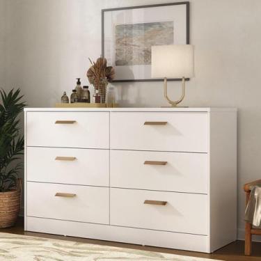 Imagem de Cômoda Divino 6 Gavetas 100% Mdf Moderno Branco - Mambel