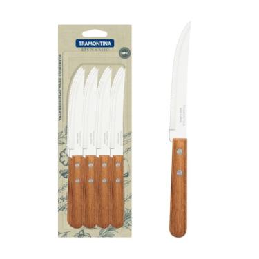 Imagem de Conjunto De Facas Para Churrasco E Frutas Tramontina Dynamic Com Lâminas Em Aço Inox E Cabos De Madeira Natural 12 Peças