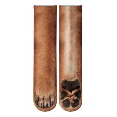 Imagem de Meias Estampa de Animais Adulto Divertidas Unissex 40cm Cano Médio - B