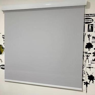 Imagem de Persiana Cortina Rolo Blackout Cinza Com Bandô 1,40m X 1,40m - Sala Es