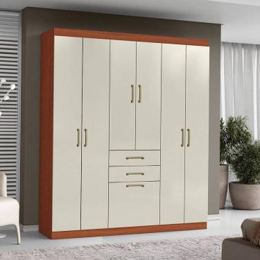 Imagem de Guarda Roupa Roupeiro Cancun 7 Portas 2 Gavetas Cinamomo Areia Aramóveis