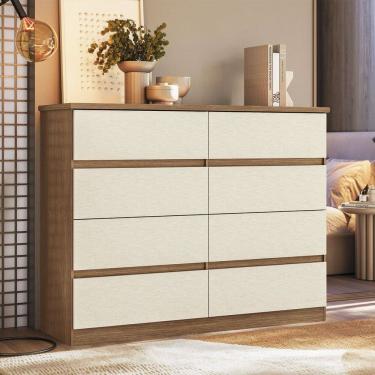 Imagem de Cômoda Salton 8 Gavetas Jatoba/Areia - Pnr Móveis