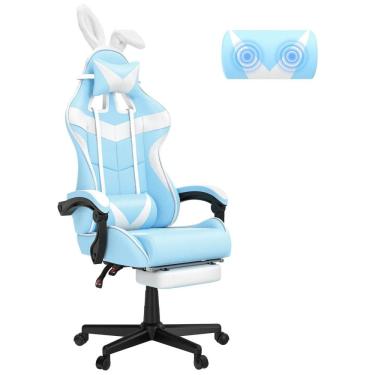Imagem de Soontrans Cadeira Gamer Ergonômica Reclinável e Giratória com Apoio Lombar e Cabeça, Preta e Roxa