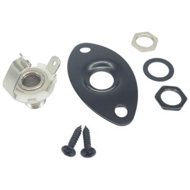 Imagem de Jack Plate guitarra oval curvo olhal PRETO completo MXP600BK