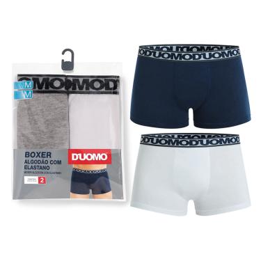 Imagem de Kit com 2 Cuecas Boxer Lisa Algodão Duomo Sortido