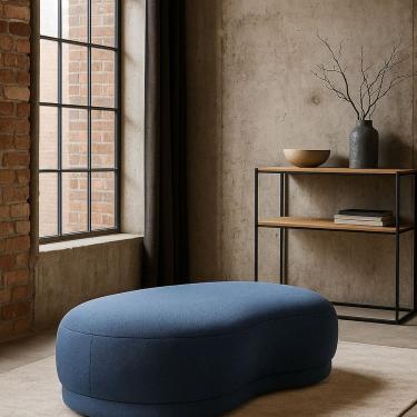 Imagem de Puff Orgânico para Sala de Estar Linho Judi Azul