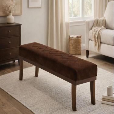 Imagem de Puff para Sala de Estar 140cm Pés Imbuia Veludo Theo Marrom