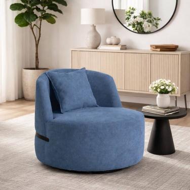 Imagem de Poltrona Giratória para Sala de Estar Laila Azul/Preto