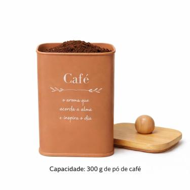Imagem de Pote Para Café Com Tampa Hermética De Bambu Terracota