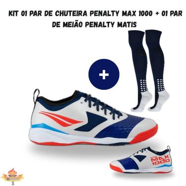Imagem de Kit 01 Chuteira Futsal Penalty Max 1000 Ecoknit CBFS + 01 Meião Penalty Matis Treino 39-44-Masculino