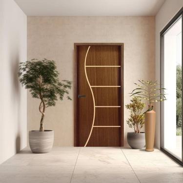 Imagem de Folha de Porta Frisada S/f 2100x800x35 - Cod 7 Gitale Portas Marrom