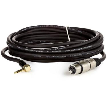Imagem de Cabo Profissional Xlr Fêmea Para P2 90 Graus Estereo - 35 Metros