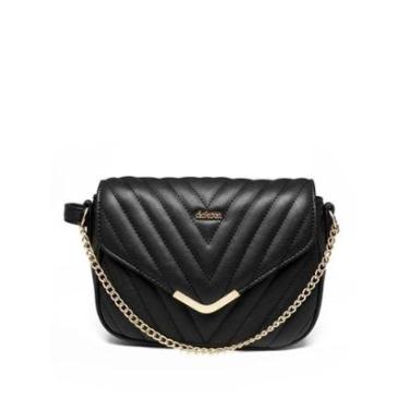 Imagem de Bolsa Feminina Dakota Transversal Pequena em Matelassê Preto-Feminino