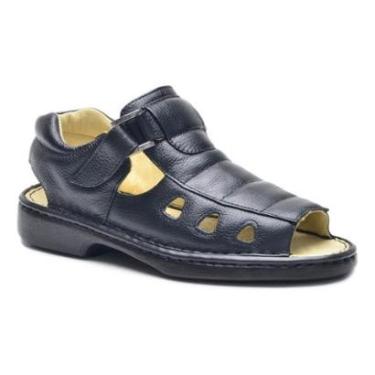 Imagem de Sandália Masculina Couro com Fechamento Ajustável Conforto-Masculino