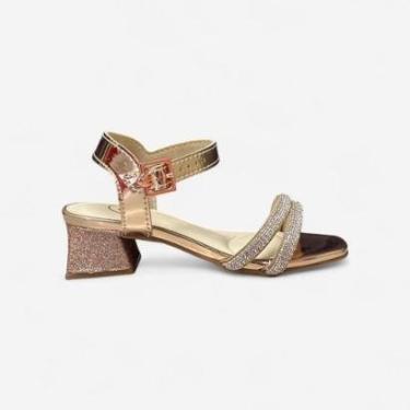 Imagem de Sandália Molekinha Infantil Com Saltinho Metalizada Rosê-Feminino