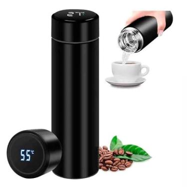 Imagem de Garrafa Inox Com Termometro Digital 480ml Termica Display Lcd Bebida Q