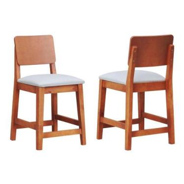 Imagem de Kit 2 Banqueta Baixa-cadeiras Lyon Madeira Maciça Encosto Anatômico As
