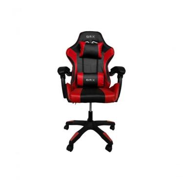 Imagem de Cadeira Gamer Impact Red em Tecido com Encosto Reclinável, Apoio de Braços Ajustável e...