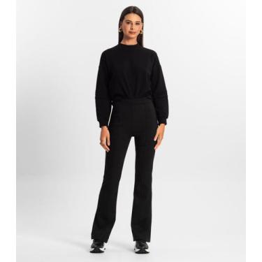 Imagem de Calça Feminina Boot Cut Ponto Roma Rovitex Preto, GG, Preto