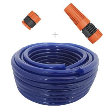 Imagem de Kit mangueira siliconada resistente ao sol 30m flexivel para jardim az
